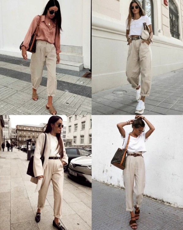 Широкі бежеві джинси