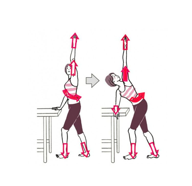 тягнемо руки з розворотом корпусу