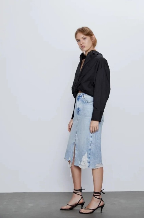 джинсова спідниця міді