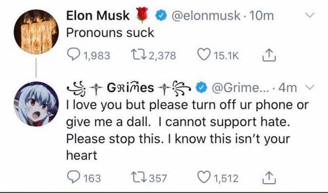 Клер Буше, Ілон Маск