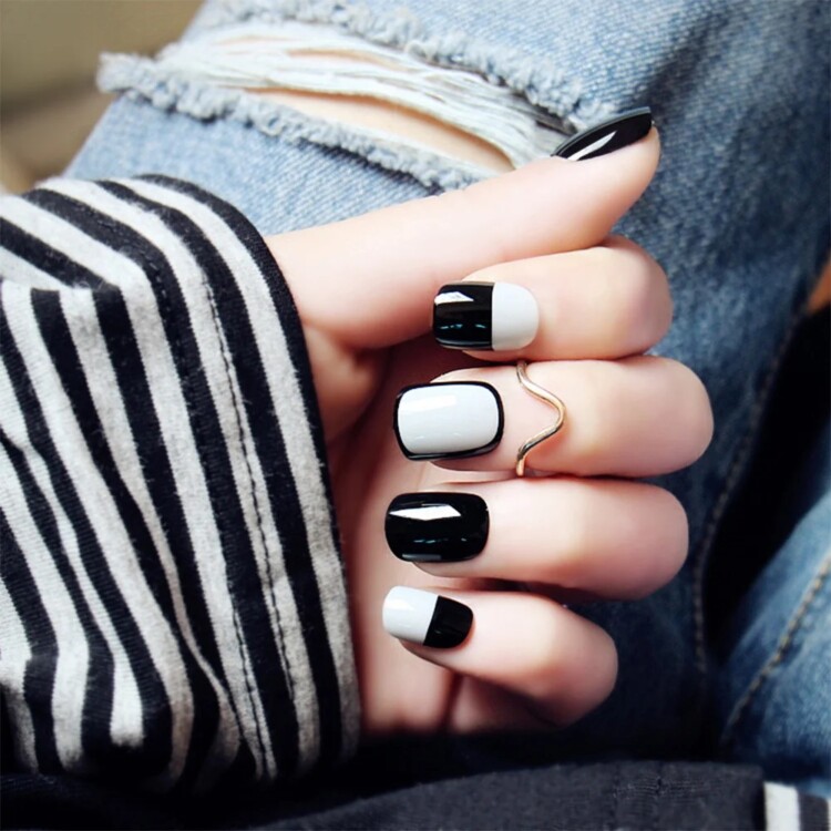 чорно-білий манікюр 14