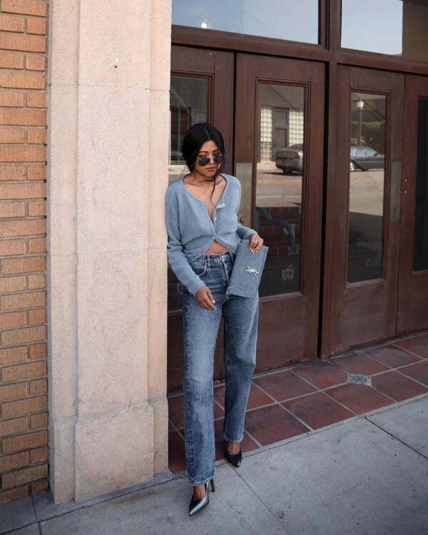 прямі джинси з завищеною талією