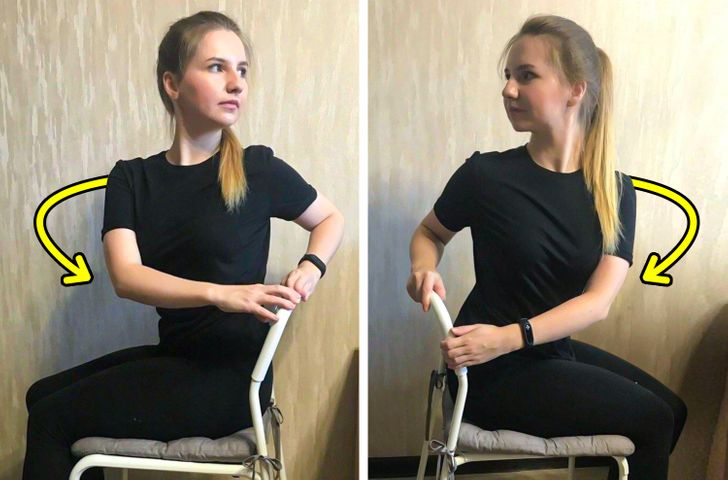 Розслаблюємо поперек в положенні сидячи