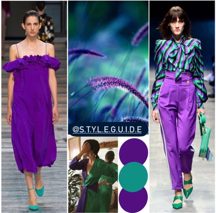 бірюзовий і фіолетовий